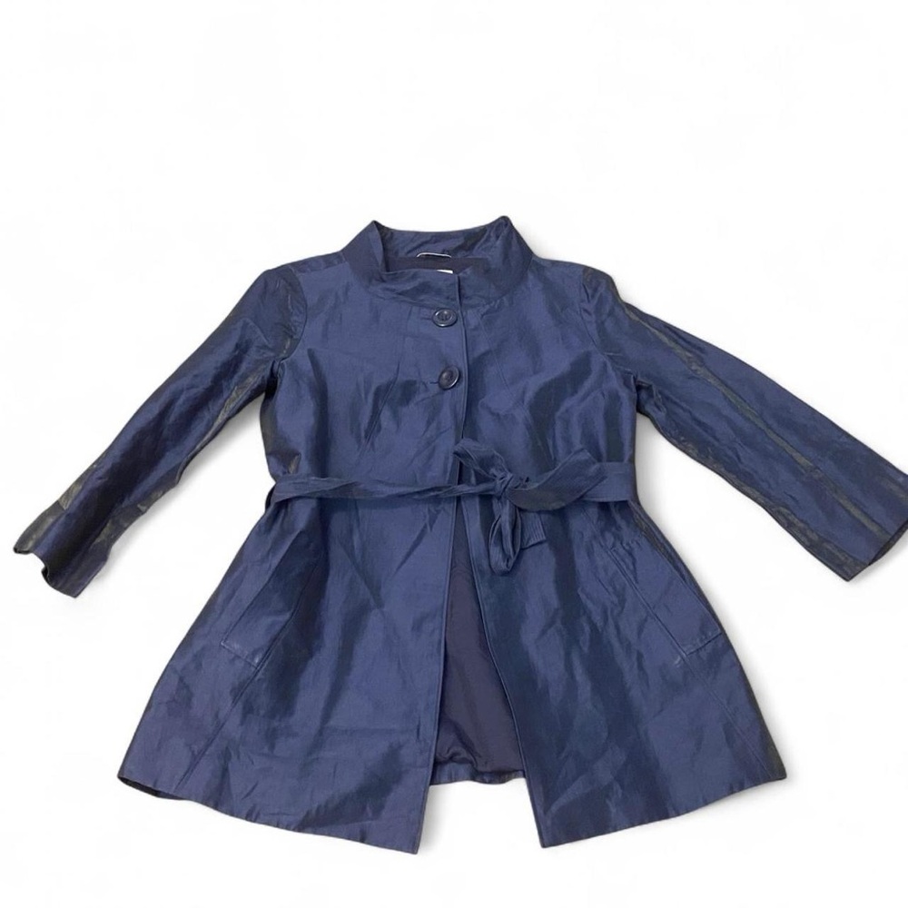 Talbots Collection Navy Linen Blend Jacket Italian Fabric Flawed Size 10 - Picture 2 of 12